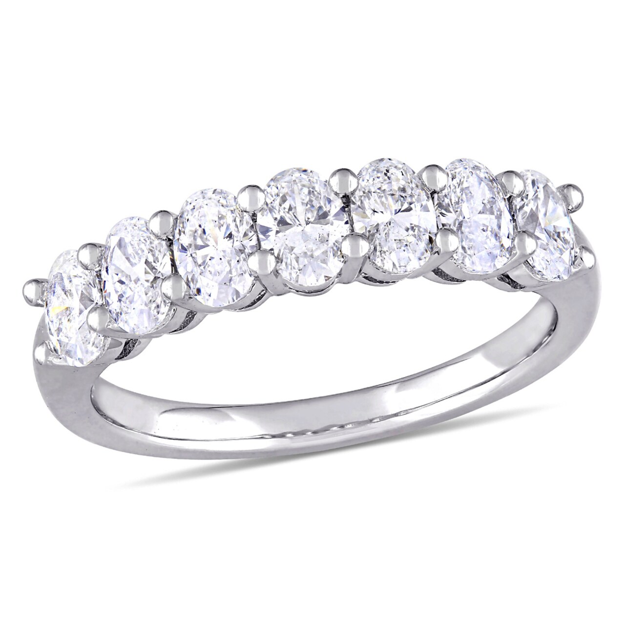Gem And Harmony 1.29 Carat (ctw Color F-G SI1-SI2) Oval-Cut Diamond Semi-Eternity Wedding Band Ring in 14k White Gold
